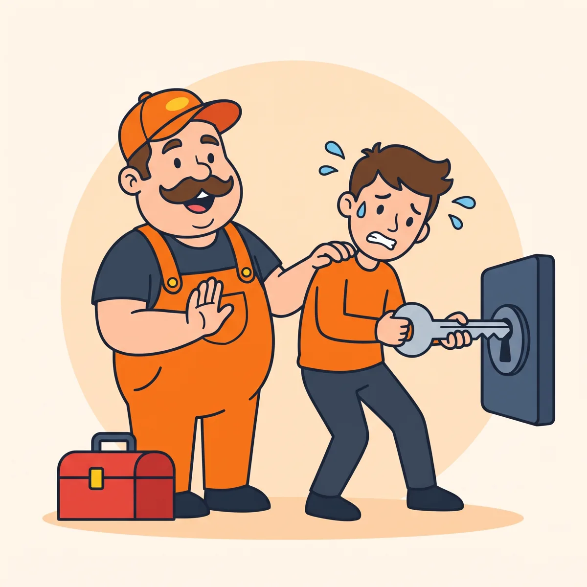 Clé coincée dans la serrure — illustration clé coincée